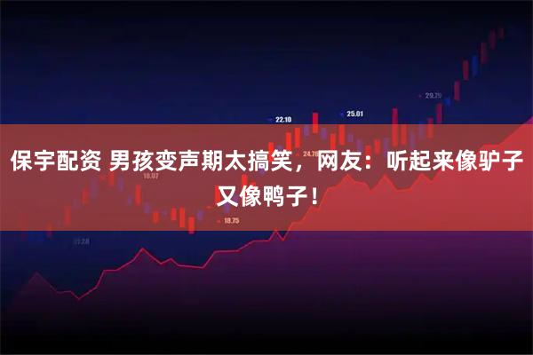 保宇配资 男孩变声期太搞笑，网友：听起来像驴子又像鸭子！